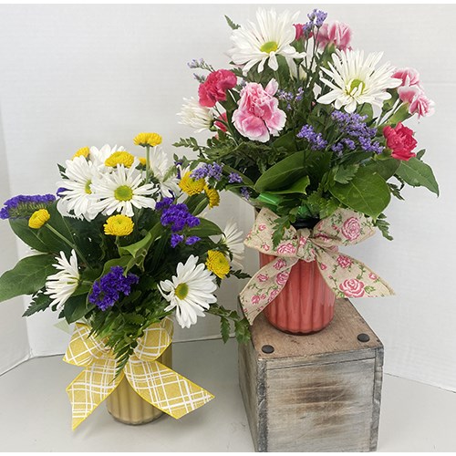 assorted spring fresh flower candle arrangement 